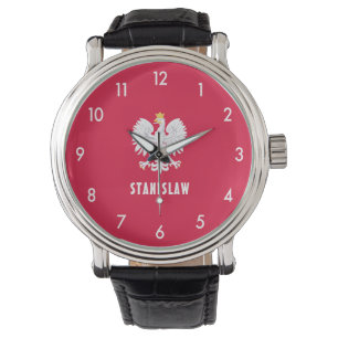 Poland Polish Red White Eagle Polska Custom Name Watch