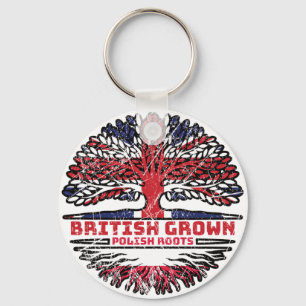 Poland Polish Uk United Kingdom British Tree Roots Key Ring