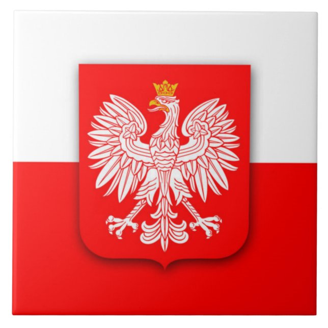Poland Polska Red White Eagle Polish  Tile (Front)
