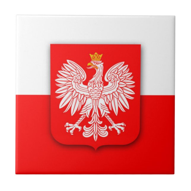 Poland Polska Red White Eagle Polish  Tile (Front)