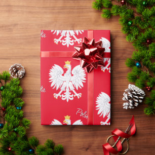 Poland Red Wrapping Paper, Polish Eagle, Flag Paper