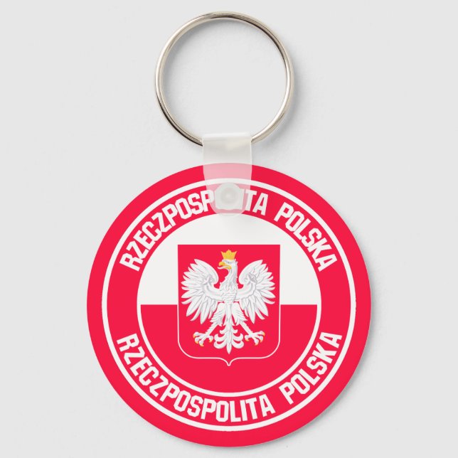 Poland Round Emblem Key Ring (Front)