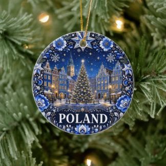 Poland Scenic Keepsake Holiday Ceramic Tree Decoration