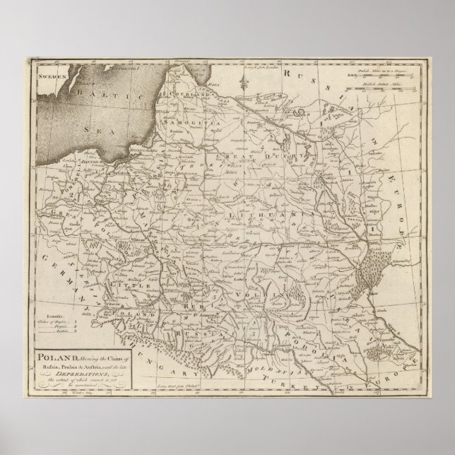 Poland, Shewing the Claims of Russia Poster (Front)