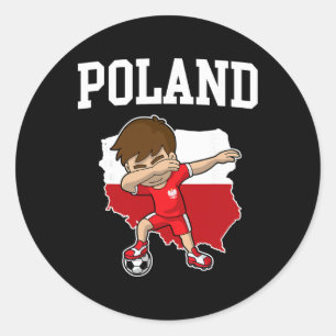 Poland Soccer Dabbing Footbyll Polska Polish Kids  Classic Round Sticker