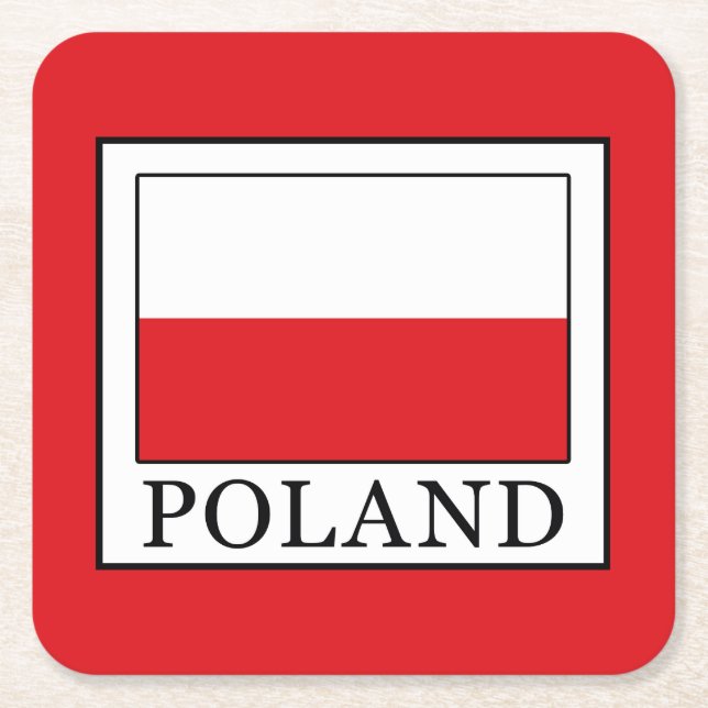 Poland Square Paper Coaster (Front)