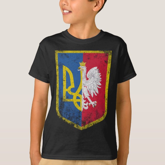 Poland Stands With Ukraine Polish Ukrainian Flag T-Shirt (Front)
