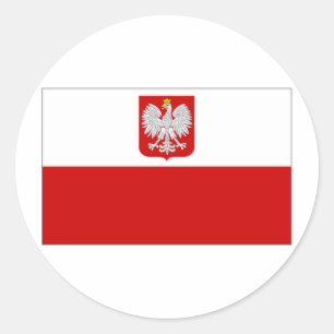 Poland State Flag amd Civil Ensign Classic Round Sticker
