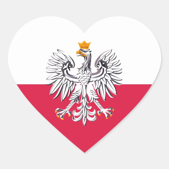 Poland Sticker, Eagle, Polska, Polish Flag Heart Sticker (Front)