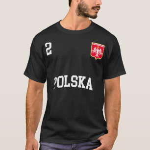 Poland Team Sports Number 2 Soccer Polish Flag  T-Shirt
