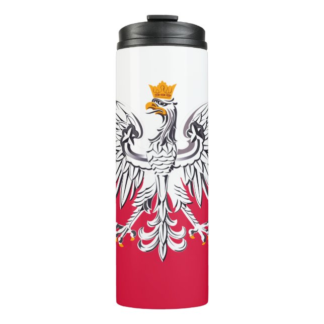 Poland Travel Mug, patriotic Polish Flag Thermal Tumbler (Front)