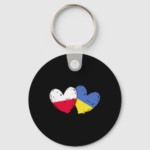 Poland Ukraine Heart Flags Polish Ukrainian Dual F Key Ring