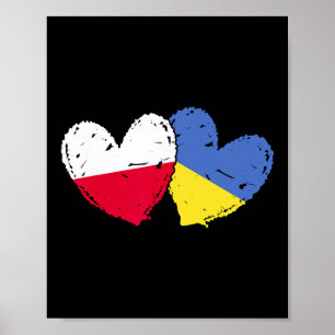 Poland Ukraine Heart Flags Polish Ukrainian Dual F Poster