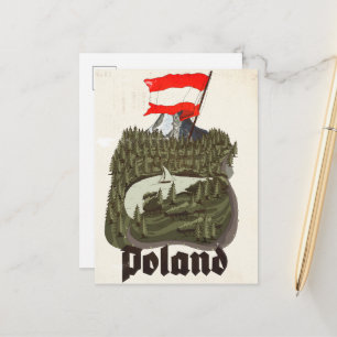 Poland Vintage Travel Poster Announcement Postcard