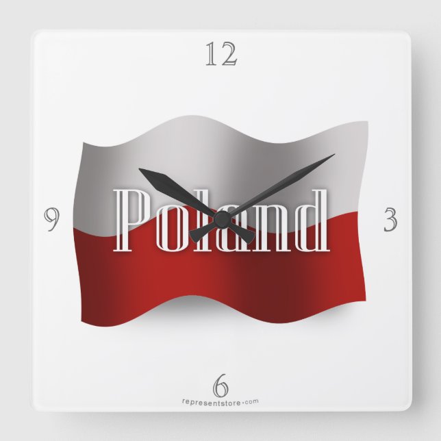 Poland Waving Flag Square Wall Clock (Front)