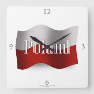 Poland Waving Flag Square Wall Clock