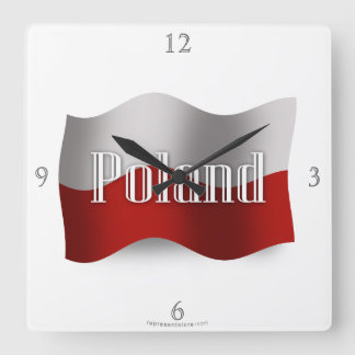 Poland Waving Flag Square Wall Clock