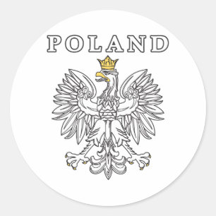 Poland With Polish Eagle Classic Round Sticker