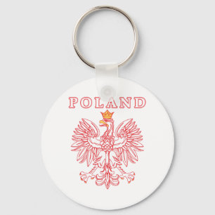 Poland With Red Polish Eagle Key Ring