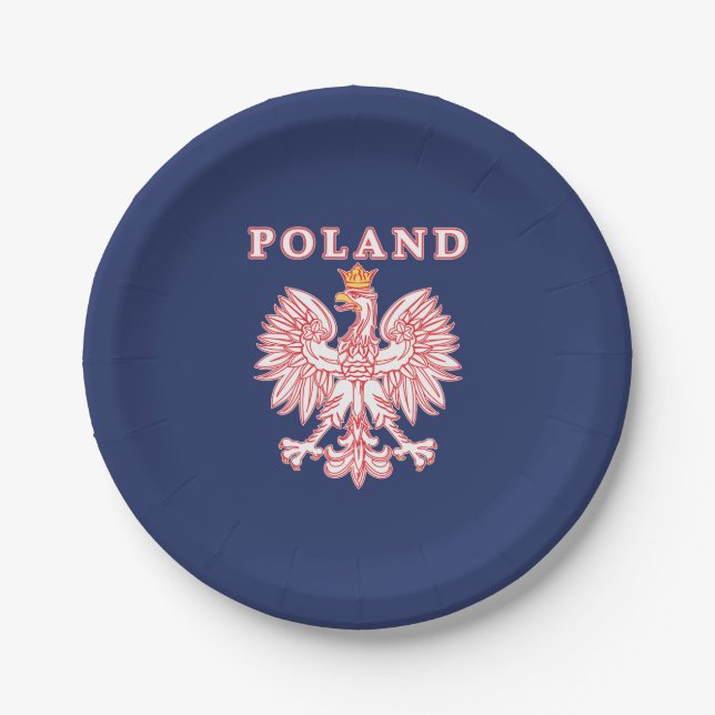 Poland With Red Polish Eagle Paper Plate (Front)
