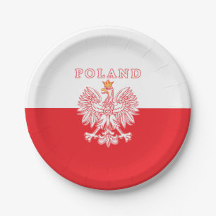 Poland With Red Polish Eagle Paper Plate