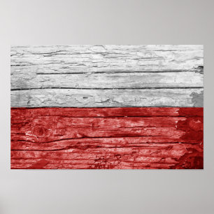 Poland wood flag poster