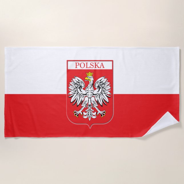 Poland's Flag Beach Towel (Front)