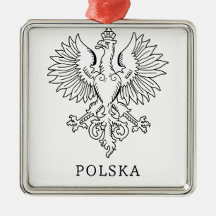 Poland's White Eagle Contemporary State Emblem Metal Tree Decoration