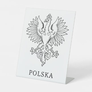Poland's White Eagle Contemporary State Emblem Pedestal Sign