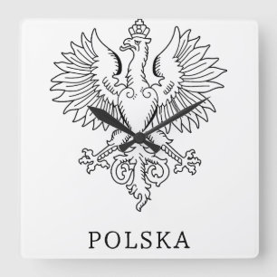 Poland's White Eagle Contemporary State Emblem  Square Wall Clock