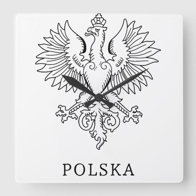 Poland's White Eagle Contemporary State Emblem  Square Wall Clock (Front)