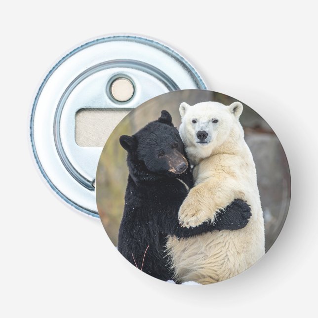 Polar and Black bear hugging Bottle Opener (Front)