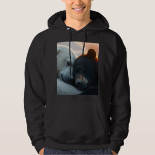Polar and black bear hugging hoodie