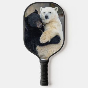 Polar and Black bear hugging Pickleball Paddle