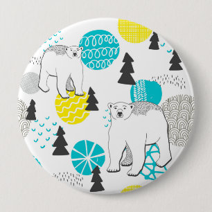 Polar bear 10 cm round badge