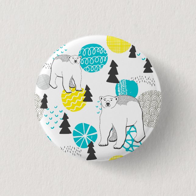 Polar bear 3 cm round badge (Front)