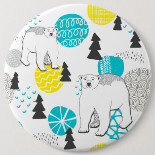 Polar bear 6 cm round badge