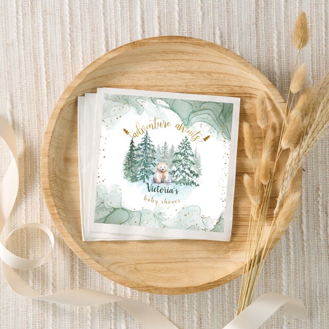Polar Bear Adventure Awaits Baby Shower  Napkin (Creator Uploaded)