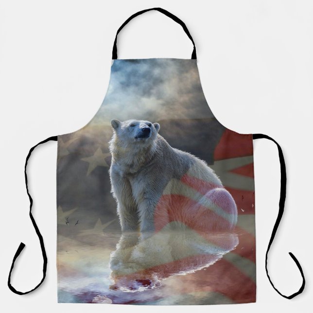 Polar Bear American Flag Apron (Front)