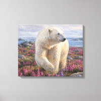Polar Bear Among Wildflowers Arctic Tundra