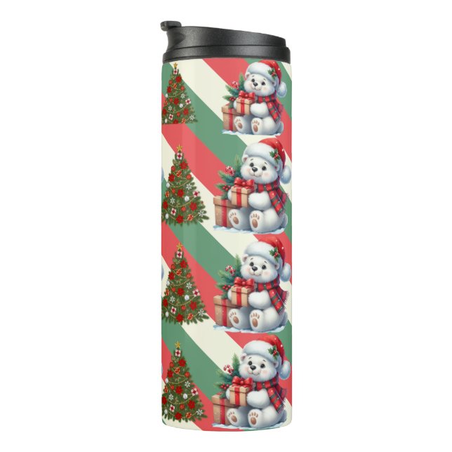 Polar Bear and Christmas Tree Holiday Thermal Tumbler (Rotated Right)