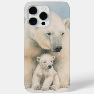 Polar Bear and Cub Arctic Elegance iPhone 15 Pro Max Case