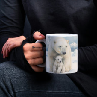 Polar Bear and Cub Arctic Elegance Coffee Mug