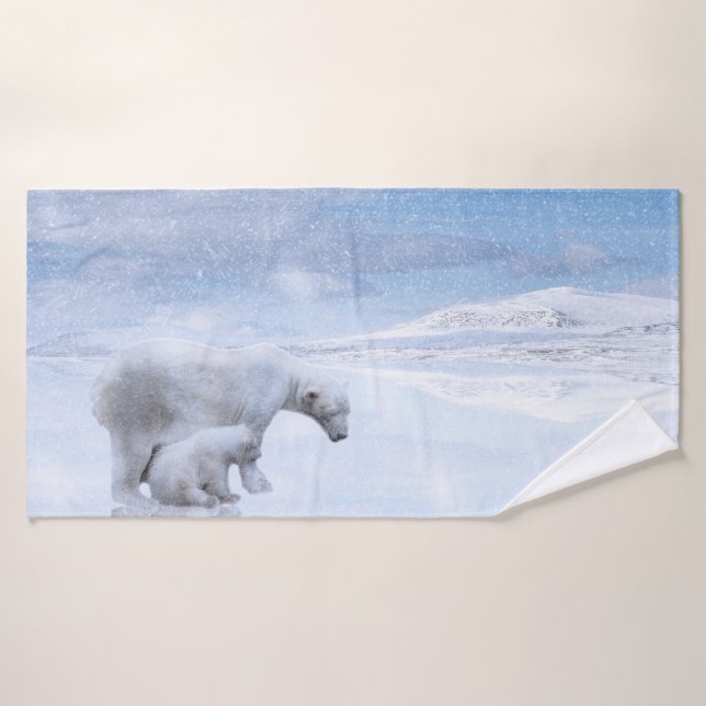 Polar bear and cub bath towel (Bath Towel)