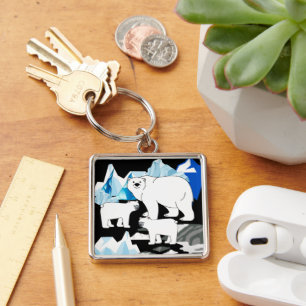 Polar Bear And Cubs Key Ring