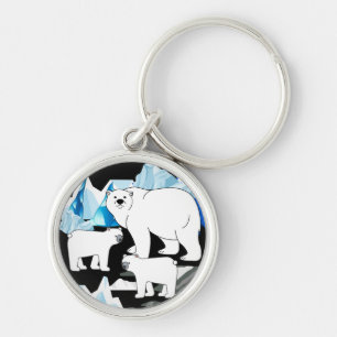 Polar Bear And Cubs Key Ring