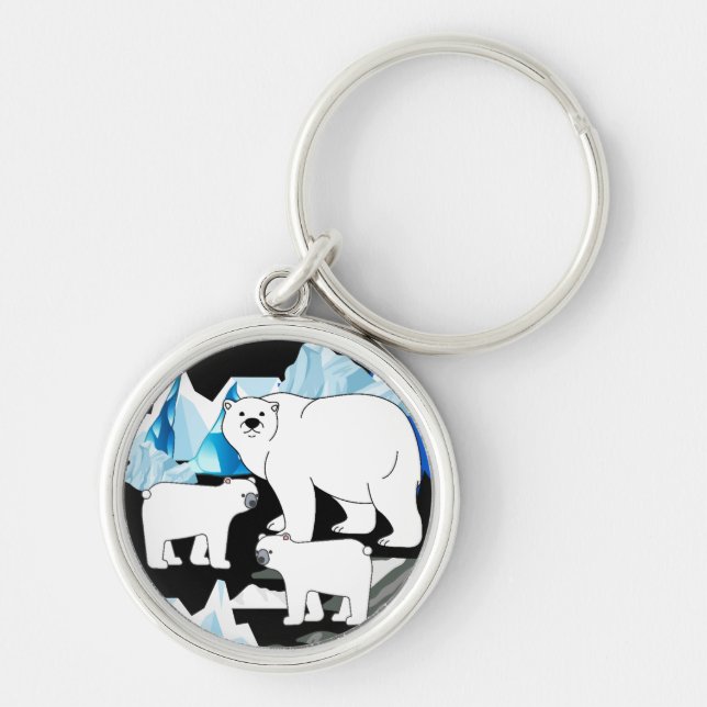 Polar Bear And Cubs Key Ring (Front)