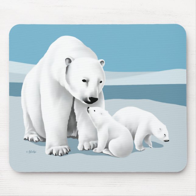Polar Bear and Cubs Mouse Pad (Front)