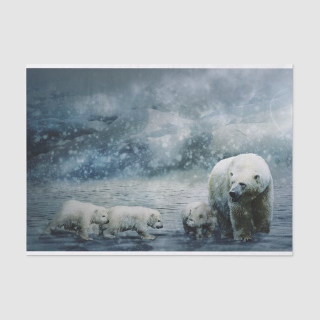 Polar Bear and Cubs Tissue Paper (Front)