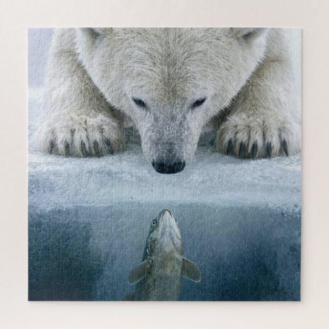 Polar Bear and Fish Standoff  Jigsaw Puzzle (Vertical)
